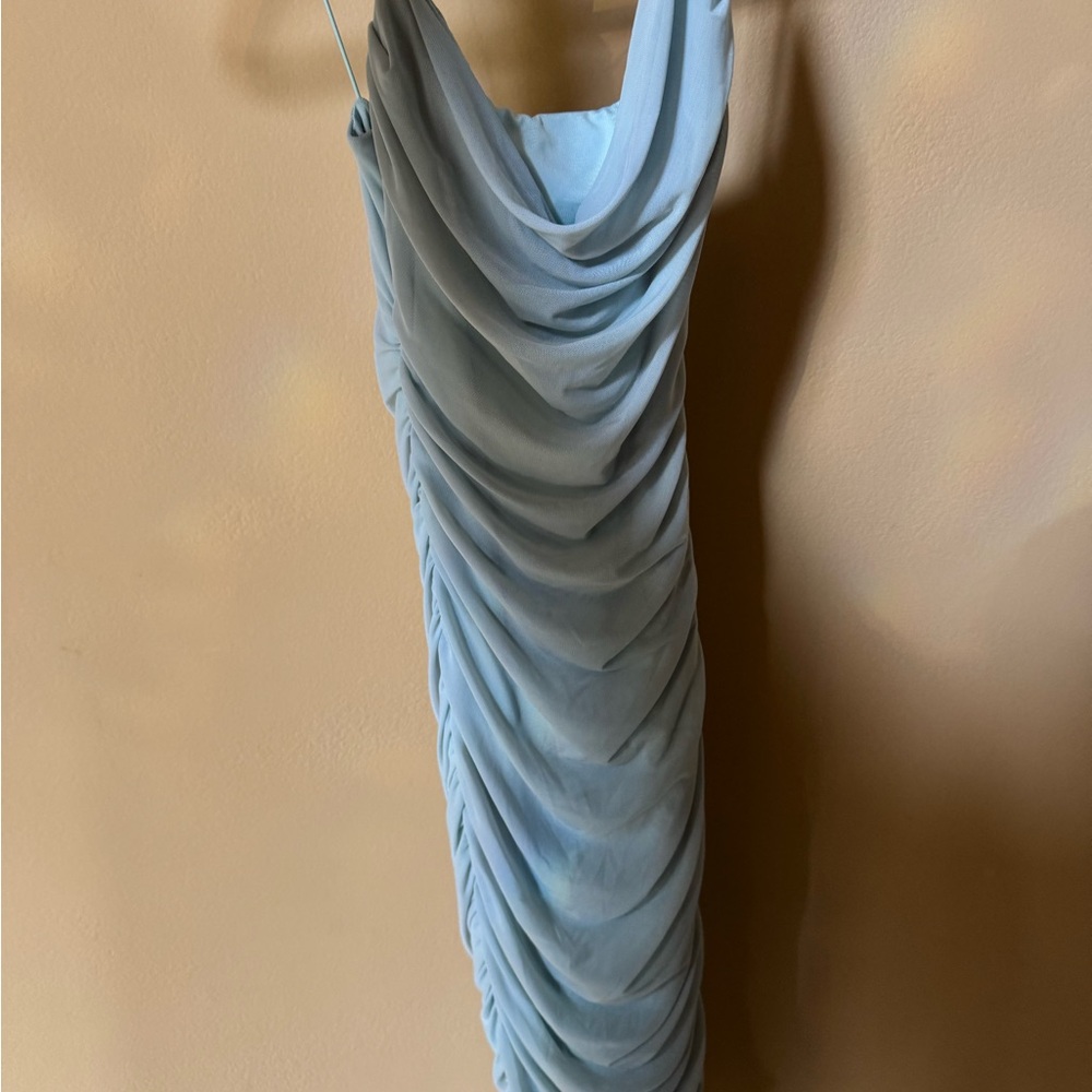 Oh Polly Light Blue Strapless Dress